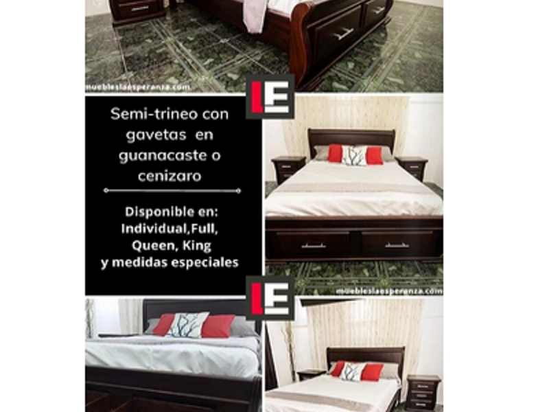 Cama semi trineo con gavetas Sarchí