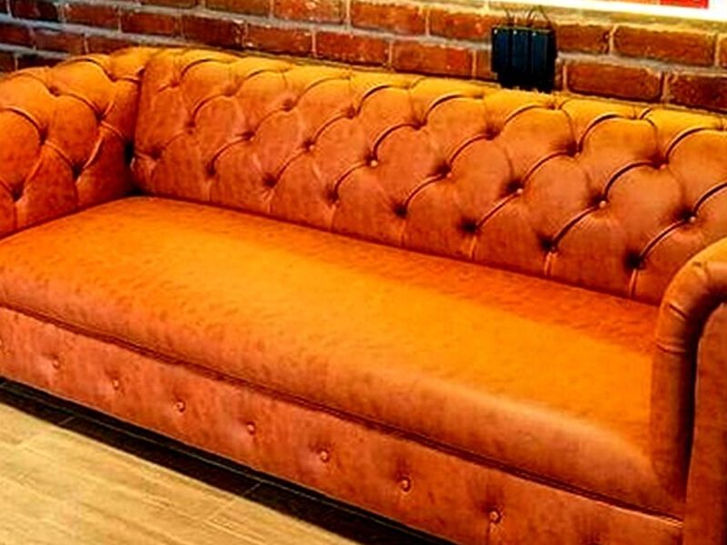 Sofá Chesterfield Microcuero Marrón PALMARES
